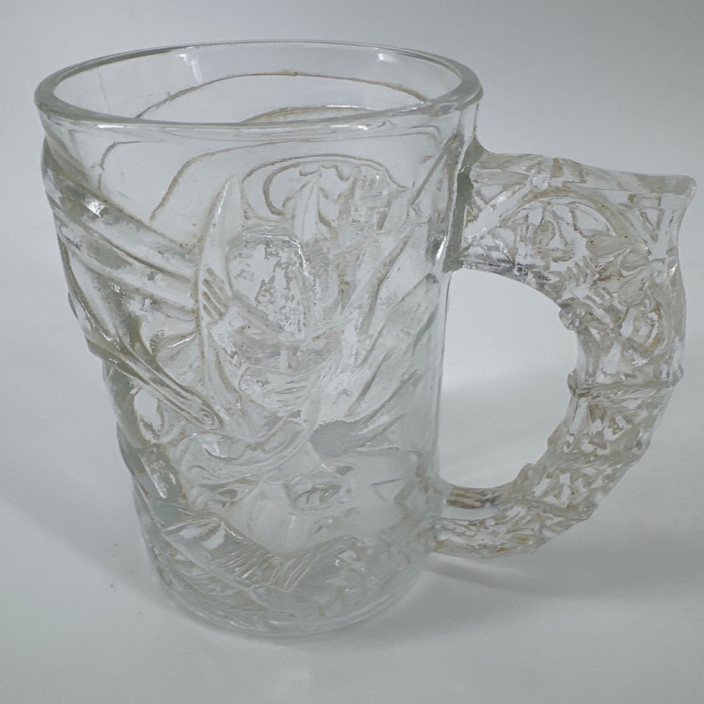 McDonalds Batman Forever Unisex Glass Mug OS Clear 1995 Embossed Vintage
